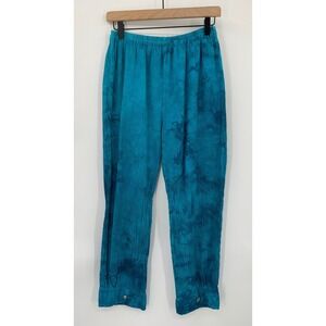 Cottonways Pants Womens Small/Medium Teal Blue Tie Dye 100% Cotton Gauze Boho